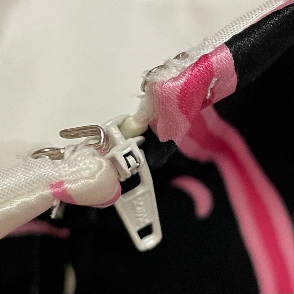 Kay Unger New York Silk Bustier Pink Off-White Black Floral Strapless Top Size 4 - Picture 9 of 16